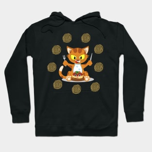 Funny Cat eats spaghetti Hoodie